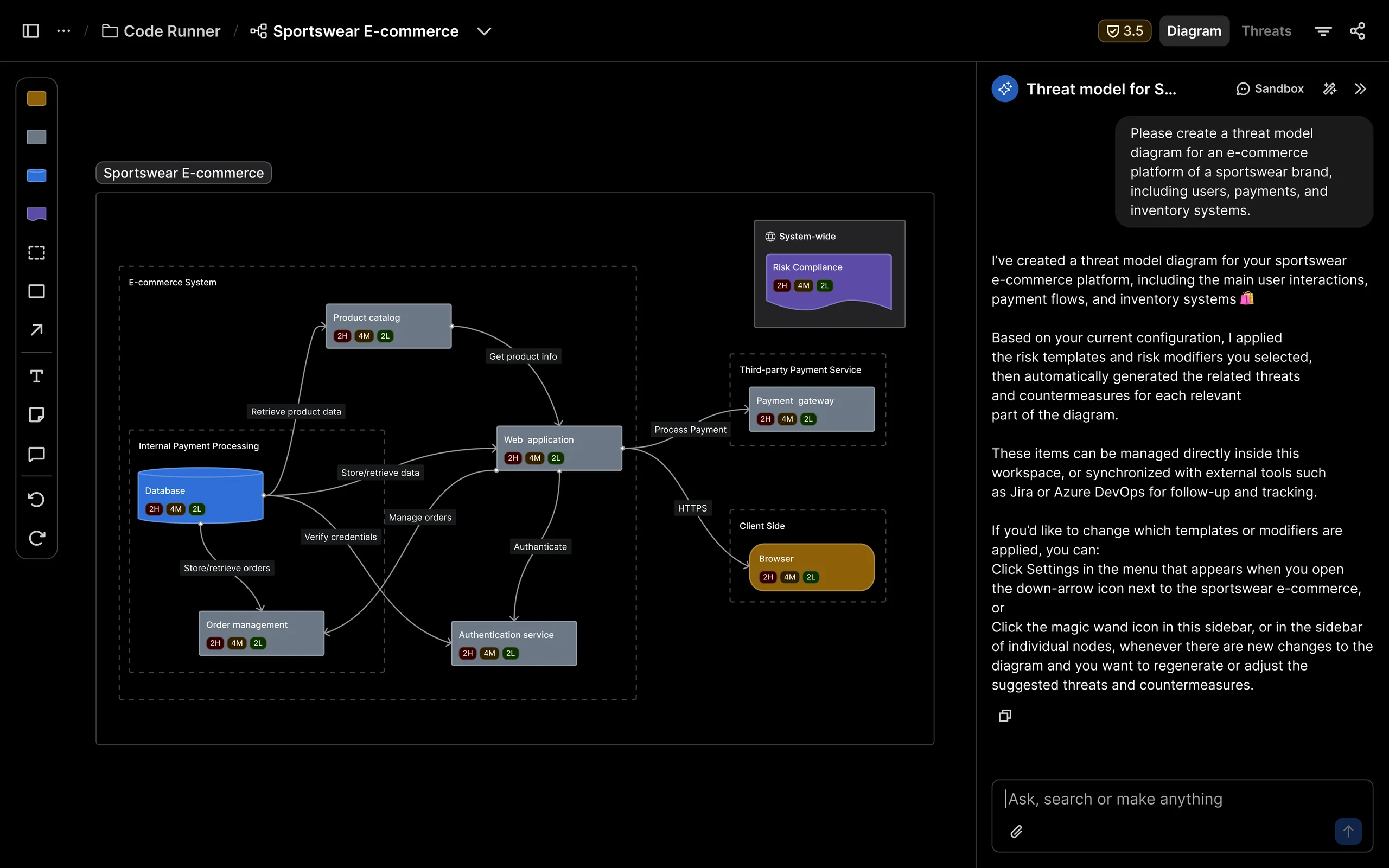 ThreatCanvas threat modeling platform