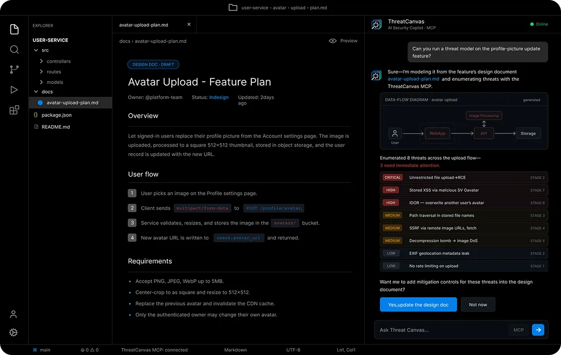 ThreatCanvas platform screenshot